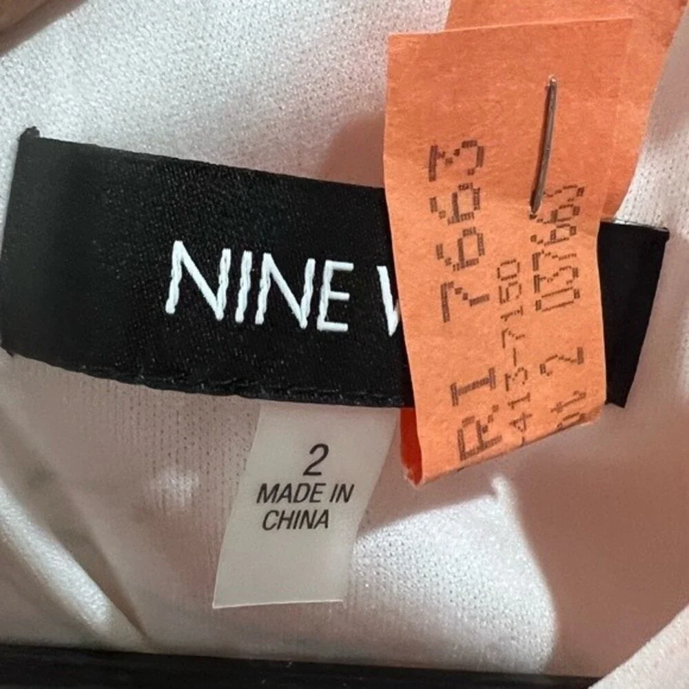 Nine West orange and white tropical abstract print shift dress size 2